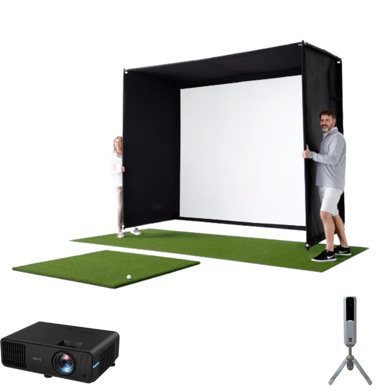 Indoor Golf Simulator met Rapsodo MLM2Pro vooraanzicht met launch monitor