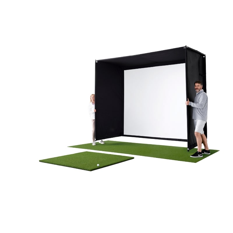 Indoor-Golf-Schlagkäfig 24/7 PAR 3  schräge Vorderansicht, leicht anzuheben