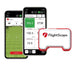 Flightscope Mevo Golf Launch Monitor mit Telefon daneben, das die Daten anzeigt