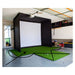 Golf Putting Green voor indoor golfsimulator 24/7 golf schuin vooraanzicht met een duidelijke aanduiding dat het alleen om de verkoop van de putting green gaat en dat de klant duidelijk ziet wat de indoor putting green voor de thuis golfsimulatie is.