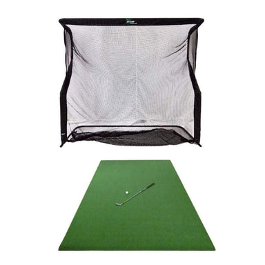 Golfnetz The Net Return Pro Series V2 Large mit einer Pro Golfmatte mit weißem Hintergrund