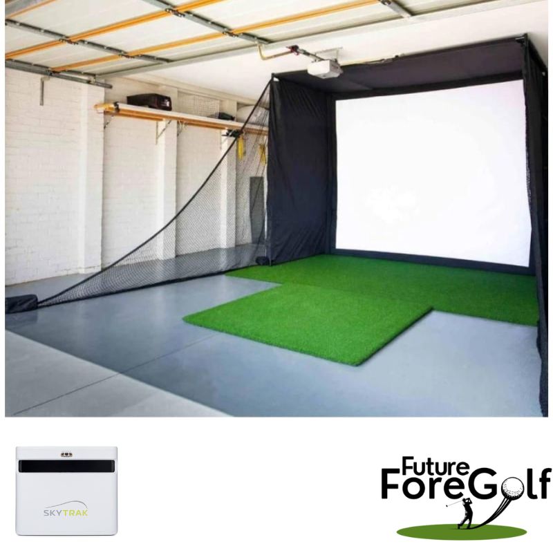 Golfsimulator mit SkyTrak+ Putting Green und Seitennetze