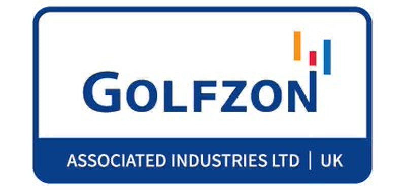 Hier wird das Logo von Golfzon, Hersteller und bekannte Marke von Golfsimulatoren, gezeigt.
