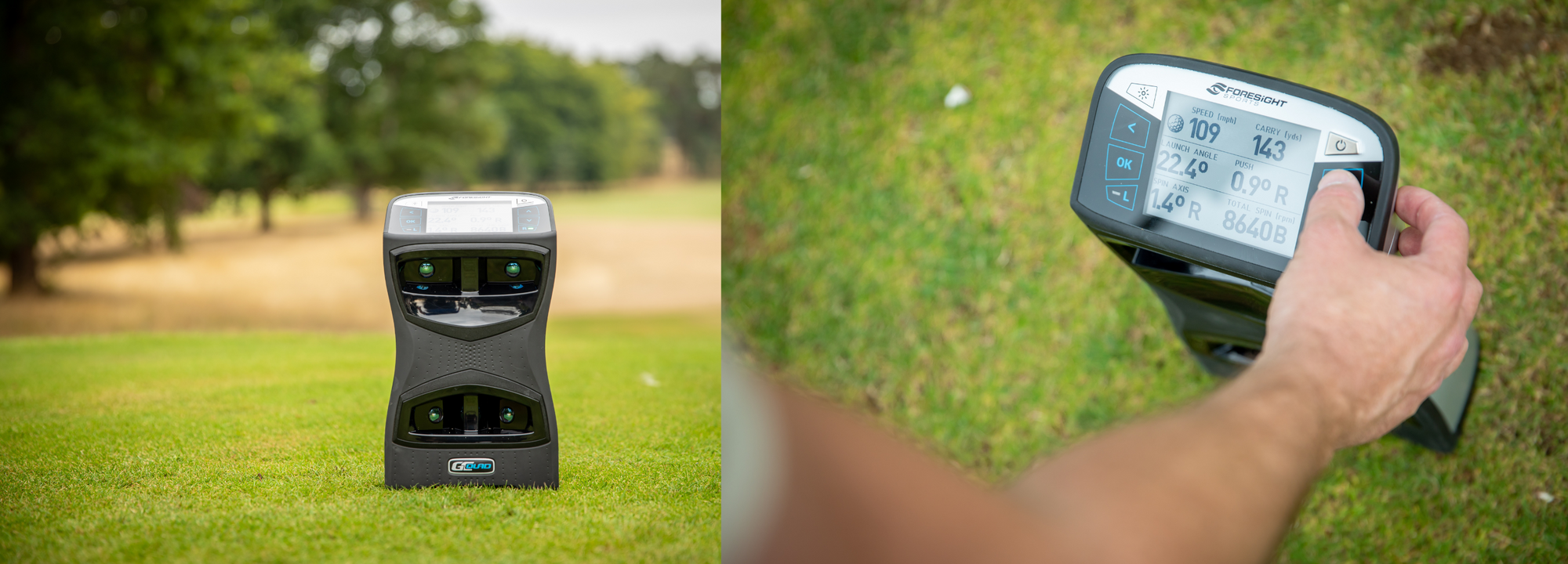 Launch Monitors FutureForeGolf auf dem Rasen und im Einsatz