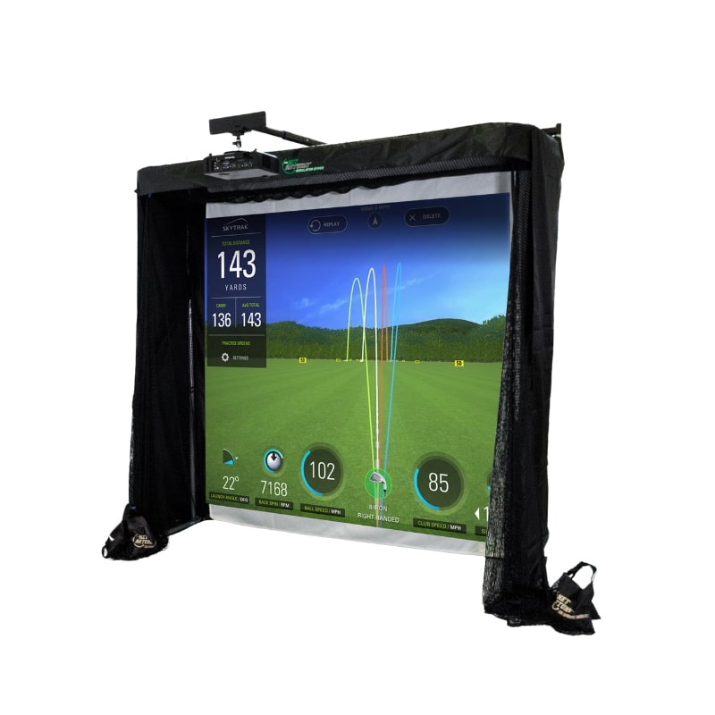 The Net Return Simulator Series Golfkäfig weiße Vorderansicht, komplett 